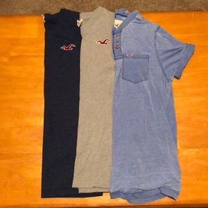 2 Hollister V-Neck T-Shirts & 1 Henley